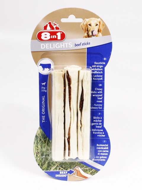 8in1 (8в1) Delights Beef Sticks - Палочки для чистки зубов у собак с Говядиной