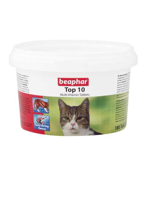 Beaphar (Беафар) Top 10 Multi vitamin tablets - Пищевая добавка для кошек мультивитамины с таурином