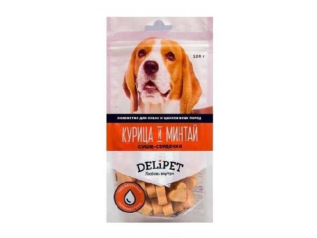 DeliPet (ДелиПет) - Лакомство Суши-сердечки с Курицей и Минтаем для собак