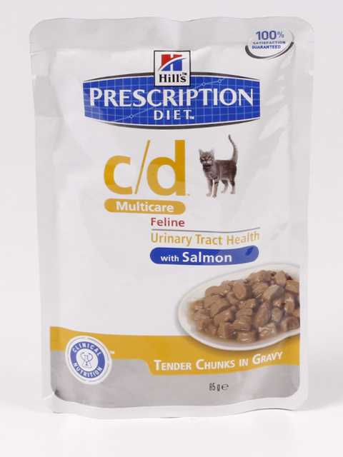 Hills (Хиллс) Prescription Diet c/d Multicare Feline Urinary Stress - Корм для кошек с Лососем Лечение МКБ и стресса (Пауч)