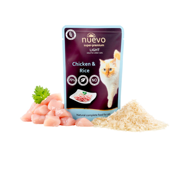 Nuevo (Нуэво) Adult Cat Chicken&Rice - Корм для кошек, склонных к излишнему весу с Курицей и Рисом (Пауч)