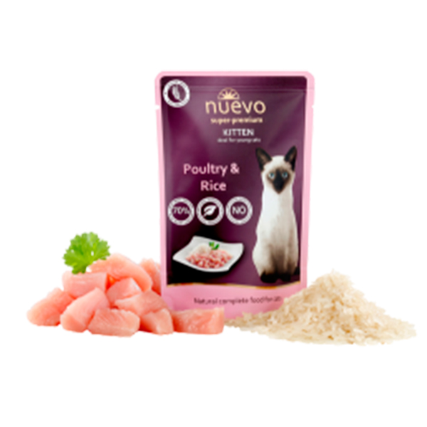 Nuevo (Нуэво) Kitten Poultry&Rice - Корм для котят с мясом Птицы и Рисом (Пауч)
