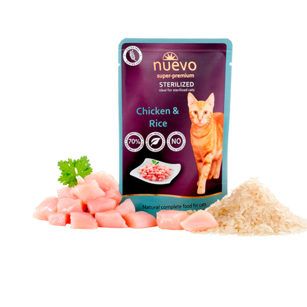 Nuevo (Нуэво) Sterilised Cat Chicken&Rice - Корм для стерилизованных кошек с Курицей и Рисом (Пауч)