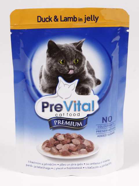 PreVital (Превитал) Premium - Корм для кошек с Уткой и Ягненком в Желе (Пауч)