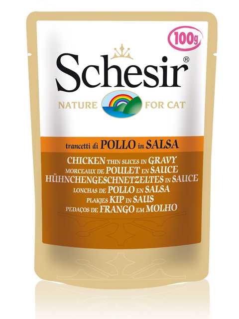 Schesir (Шезир) Pollo Salsa - Корм для кошек с кусочками Курицы в Соусе (Пауч)