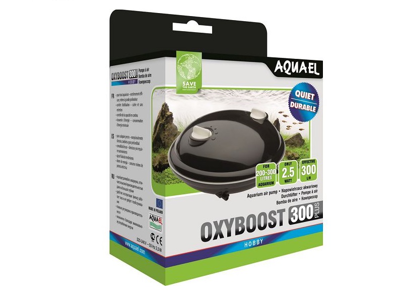 AquaEl (АкваЭль) OxyBoost 300 - Компрессор аквариумный двухканальный (120-350л) 300л/ч 3Вт
