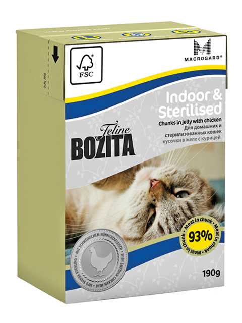 Bozita (Бозита) Mini Funktion Indoor&Sterilised - Корм для домашних и стерилизованных кошек Кусочки курицы в Желе