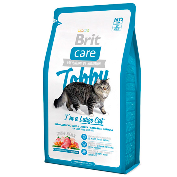 Brit (Брит) Care Cat Tobby Hypoallergenic Grain-Free-Гипоаллергенный  Беззерновой корм для взрослых кошек Крупных пород Утка и Курица