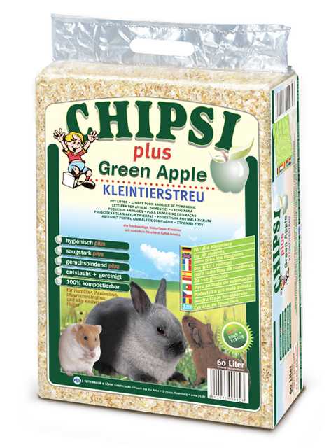 Chipsi Green Apple - Наполнитель Древесный ароматизированный для грызунов с ароматом Яблока