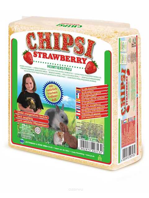 Chipsi Strawberry - Наполнитель Древесный ароматизированный для грызунов с ароматом Клубники