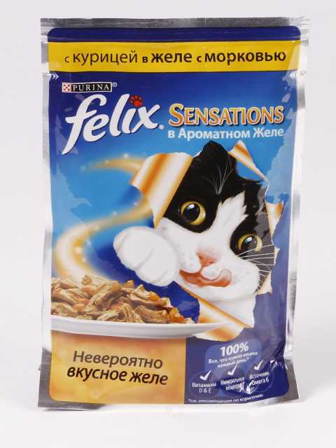 Felix (Феликс) Sensation - Корм для кошек с курицей и морковью в желе (Пауч)