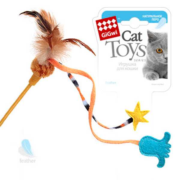 GiGwi - Игрушка для кошек "Дразнилка бежевая с осьминогом и звездочкой"