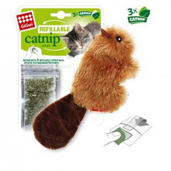 GiGwi - Игрушка для кошек "Бобренок с кошачьей мятой" Сменные пакетики