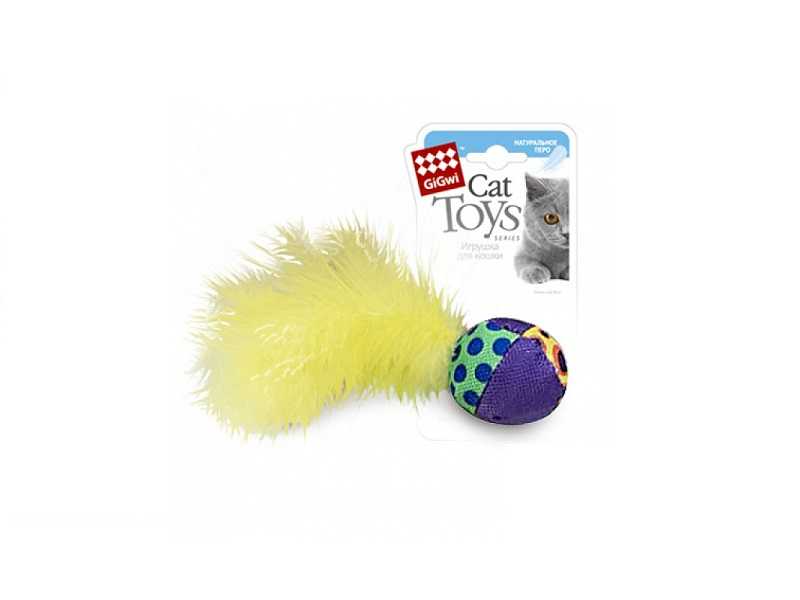 GiGwi - Игрушка для кошек "Мячик с перьями"