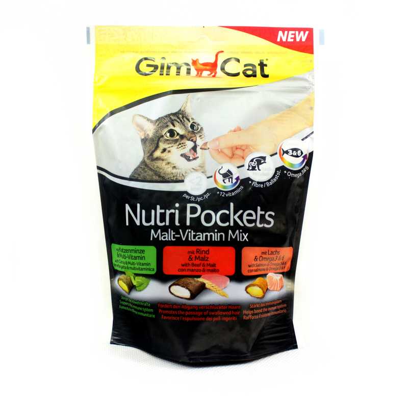 Gimcat (ДжимКэт) Nutri Pockets Malt-Vitamin Mix - Подушечки Микс витаминизированные