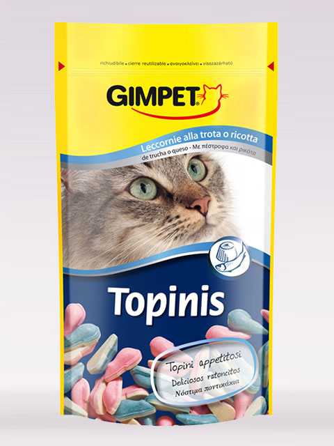Gimpet (ДжимКэт) Topinis - Витаминизированное лакомство для кошек Творог + Форель