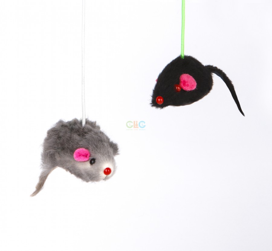 GLG (ГринЛайнГрупп) - Игрушка для кошек Дразнилка-Удочка "Мышка" с Нат. мехом