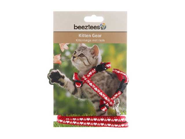 I.P.T.S. Beeztees - Шлейка для кошек красная с Сердечками