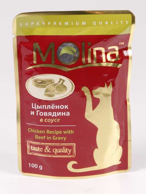 Molina (Молина) - Корм для кошек с Цыпленком и Говядиной в Соусе (Пауч)