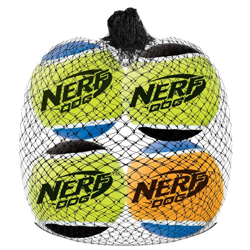 Nerf (Нёрф) Dog - Игрушка для собак "Мяч теннисный пищащий" 4 шт (Резина)