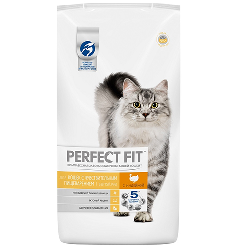 Perfect Fit (Пёрфект Фит) Sensitive - Сухой корм для кошек c чувствительным пищеварением с Индейкой
