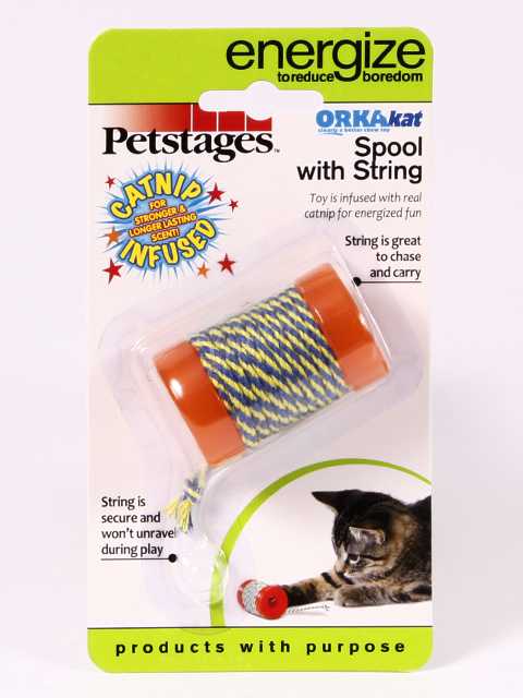Petstages Orka Kat - Игрушка для кошек "Катушка с веревочкой" с кошачьей Мятой
