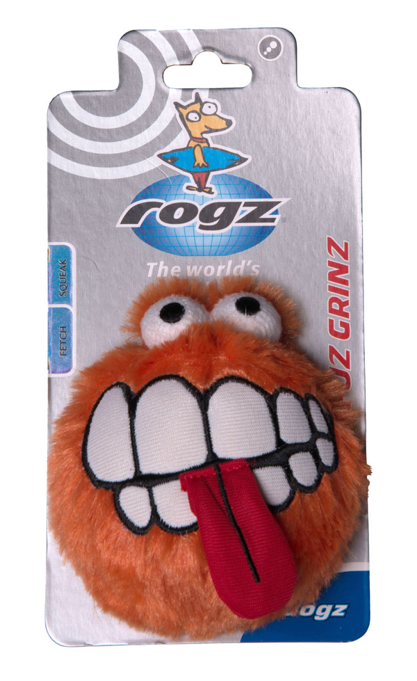Rogz (Рогз) Dogz Grinz Plush Large - Игрушка для собак Мяч 80 мм с принтом "Зубы" Мягкая