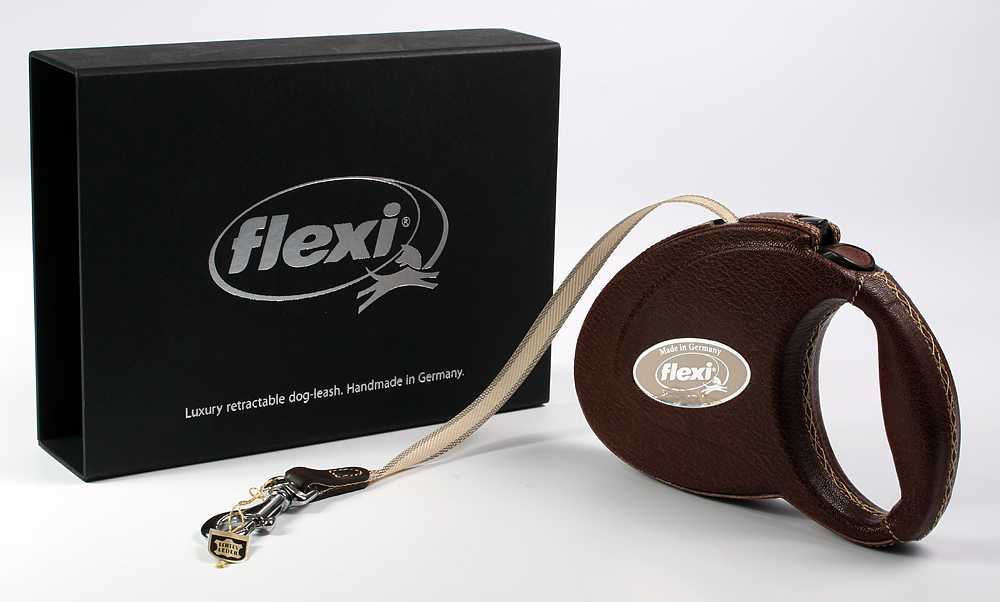 FLEXI (Флекси) - Рулетка LEATHER CC M (5 м, 25 кг) Ремень