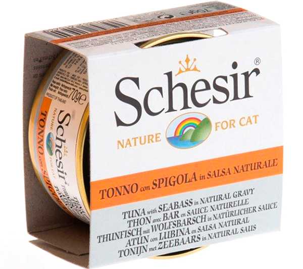 Schesir (Шезир) Tonno Spigola Salsa naturale - Корм для кошек Тунец с Окунем в Натуральном соусе