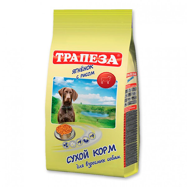Трапеза Ягненок с рисом сухой корм для собак
