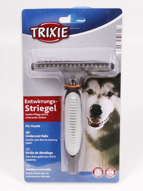 Trixie (Трикси) - Расческа-грабли с крутящимся коротким зубом, пластиковая ручка