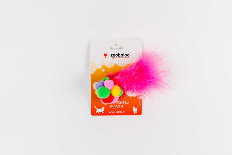 ZooBaloo - Игрушка для кошки Разноцветный мягкий Мячик с Марабу