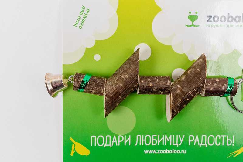 ZooBaloo - Игрушка для птиц "Деревянные брусочки с колокольчиком"