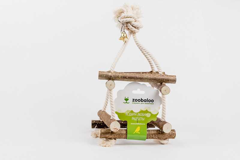 ZooBaloo - Игрушка для птиц "Качели 4D 2 этажа" с х/б шнуром