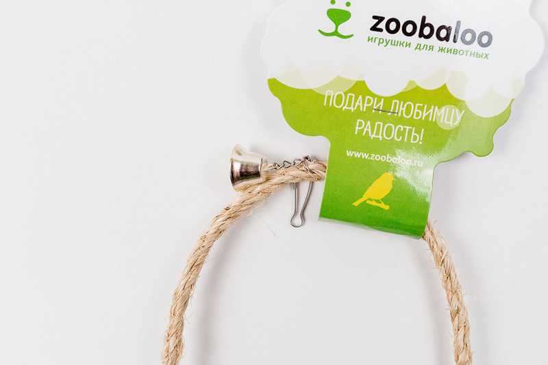 ZooBaloo - Игрушка для птиц "Качели Сизаль Орешник с колокольчиком"