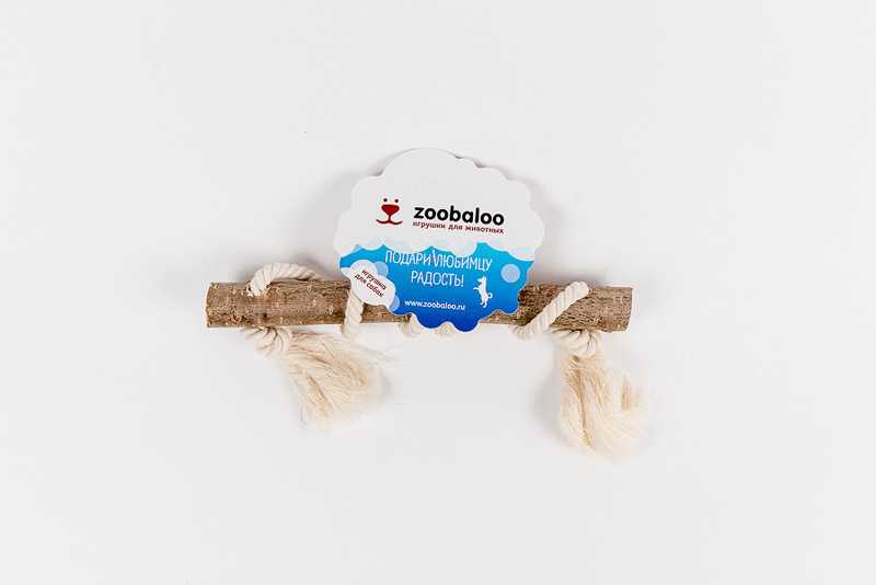 ZooBaloo - Игрушка для собак "Апорт" из Орешника с х/б веревкой