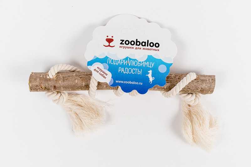 ZooBaloo - Игрушка для собак "Апорт" из Орешника с х/б веревкой